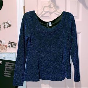Midnight Blue Glittery Peplum Top